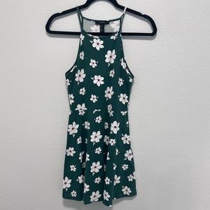 Forever 21 Green and White Floral Racerback Sundress Size Small